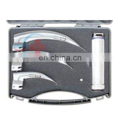 HC-G031 Full set Adult sizes 3 blades LARYNGOSCOPE  rigid fiber optic MEDIUM HANDLE 3 BLADE laryngoscope