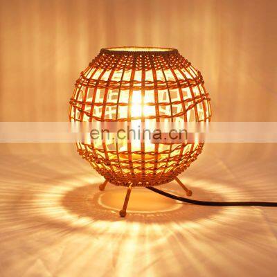 Wholesale stand modern decoration lantern bed side restaurant table vintage covers & shades design rattan lamp