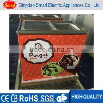 wholesale top glass display chest freezer double glass door freezer ice cream display freezers price