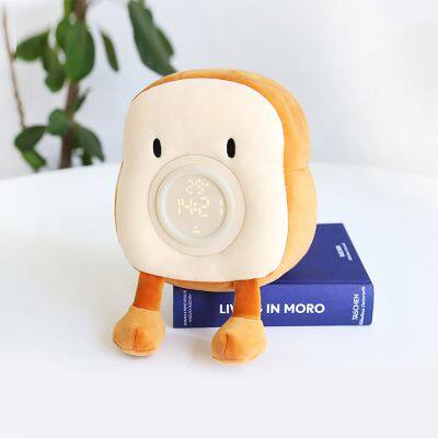 Creative Toast Plush Alarm Clock Light Cartoon Multifunctional Student Alarm Clock Kids Bedroom Bedside Bread Style photo-6