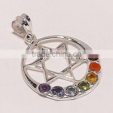 7 CHAKRA PENDANT 925 Sterling Silver Pendant, SILVER JEWELRY EXPORTER,SILVER JEWELRY WHOLESALE,SILVER CHAKRA EXPORTER