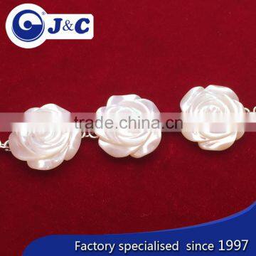 Real Natural Mother of Pearl Shell Carve Flower Bracelet photo-6