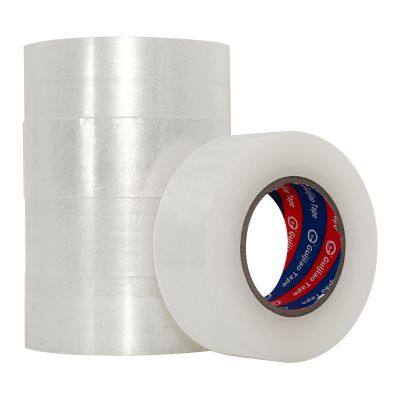 Custom Bopp Transparent clear Yellow Packing Tape 60 yards Opp Adhesive Silent No Noise Boop Easy Tear Packaging Tape