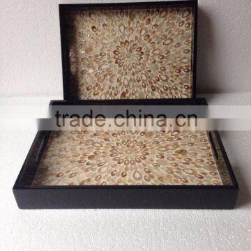 High quality best selling lacquered special newest designed MOP inlay rectangular serving Tray