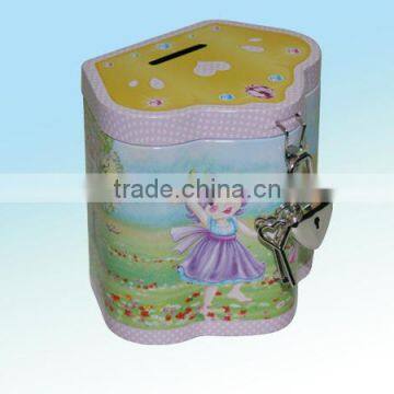 special crown shape girls money saving tin box