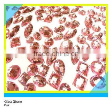 Wholesale Glass Stone Sparkling Pink Flatback Sew on Technics 2 Holes