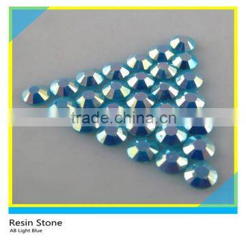 High Quality Hotfix Loose Round Flatback Resin Stone AB Light Blue Iron On Epoxy Stone For Motif Transfer