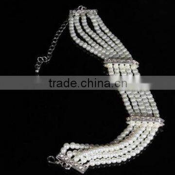 Fashion Pearl Charm Bead Bracelet Rhinestone Layers Bracelet Wholesale photo-3