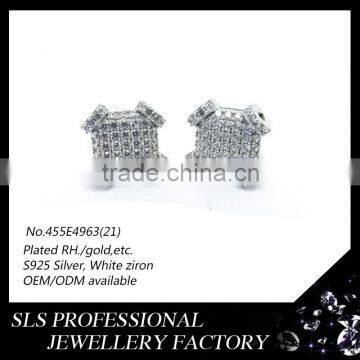 925 sterling silver jearring stud fashion in Franch romantic earring with cubic zirconia stud earrings screw back