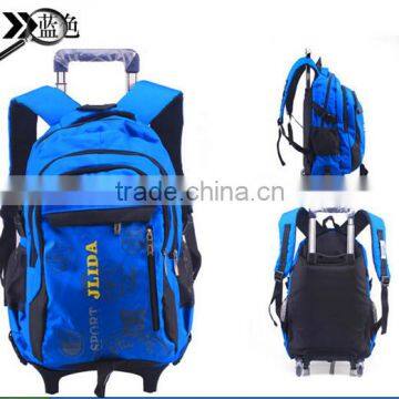 Durable fashion backpack with wheel for school trolley bag