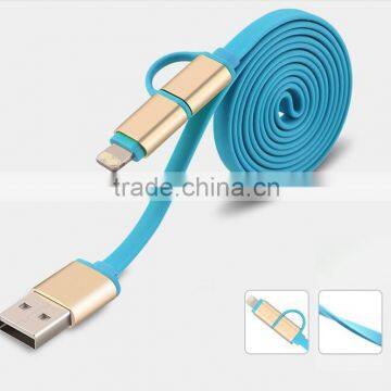 Newest high quality Micro usb + 8pin USB 2 in 1 Sync Data Charger electric Cable for iPhone, For Samsung