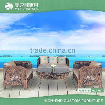 2016 special leaf pattern design rattan balcony sofa set for outdoor furniture