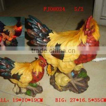 polyresin roosters w/light