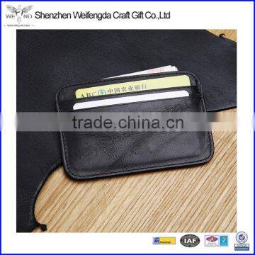 Custom black business genuine leather credit card holder