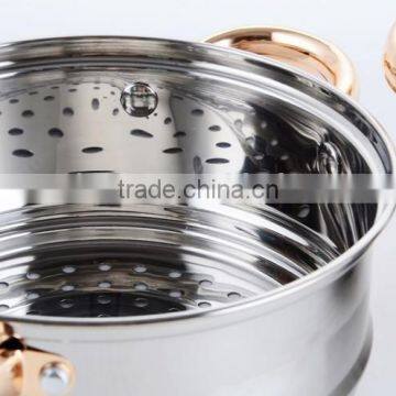 Gold Coating Accessories and Mirror Polished Stainless Steel Steamer Pot photo-2