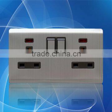 2 gang 13A Neon Wall Switch Socket