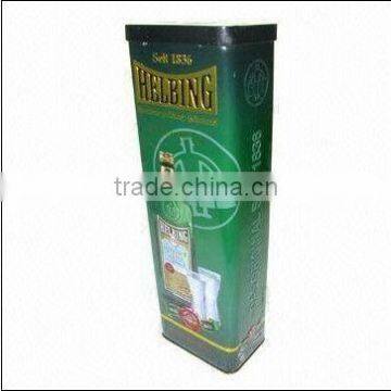 Tin Box for Wine/Whisky Packaging, with Food-grade Tinplate and CMYK Printing