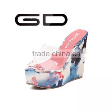 GD Color matching pattern women wedge slipper sandals