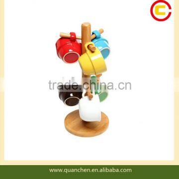 6-piece Bamboo Coffee Mug Display Stand Mug Hanger