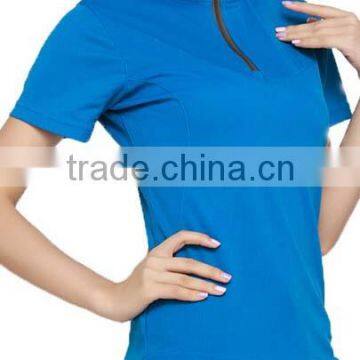 fashion design ladies custom dry fit stand collar sport t shirt