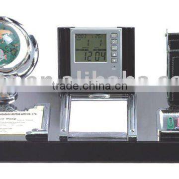 wooden desktop set,globe,notepad,clock,pen cup