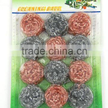 12pcstainless steel wire scourer with copper scourer set