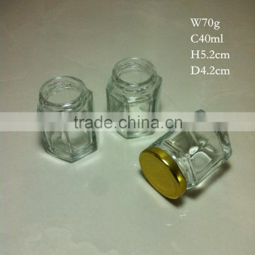 40ml clear glass hexagonal bottle