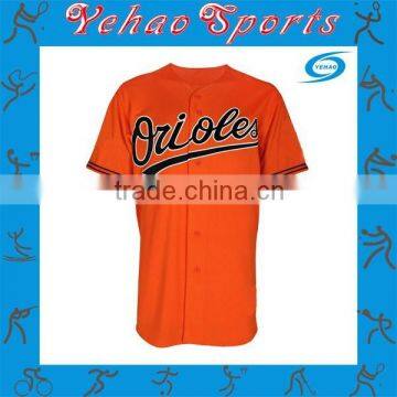 orange baseball jerseys with button and name softball wear for club/team