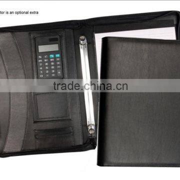 High Quality Ring Binder A4 Leather Padfolio With Calculator