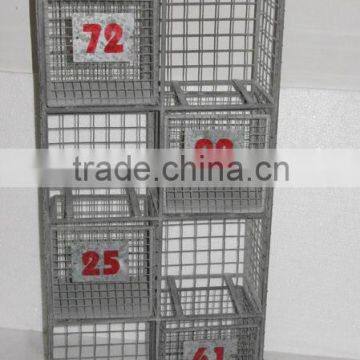 Vintage wire storage shelf with basket drawer