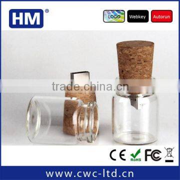 custom glass cork usb flashdrive with logo