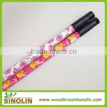 SINOLIN low price flower PVC cover powder painting iron mop stick, metal mop stick