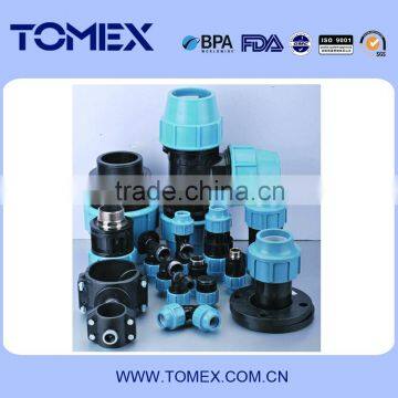 China supplier elbows pp compression pipe fitting in black color