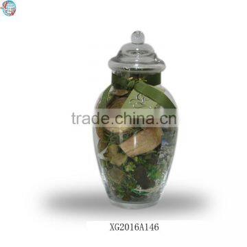 Scented Dried Flower In Round Glass Vase