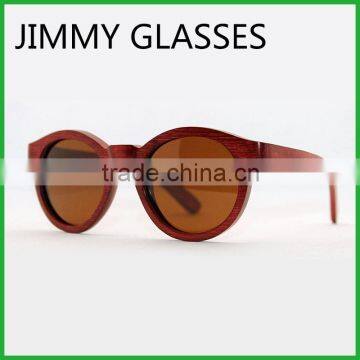 JM432 Brown Polarized Red Stained Wooden Sunglasses Bamboo