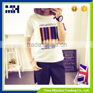 Euramerican famous brand pencil printed short sleeve t-shirt