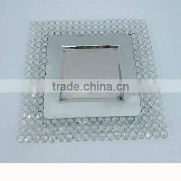 square crystal wedding silver charger plate hot sale