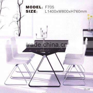 PG-PK-F705 Most Popular Modern Tempered Glass Dinner Table