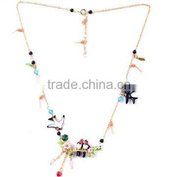 2015 Summer Cute Enameled Swallow Bird Design Charm Necklace