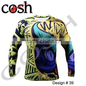 2016 Custom Made MMA Rash Guard / MMA Rash Guard Custom Logo / BJJ Rash Guard