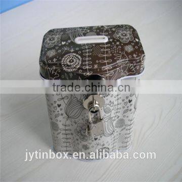 Tin can supplier Promotinal money donation tin can kis child girls lock box