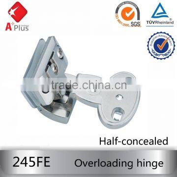 Half concealed overloading glass door hinge