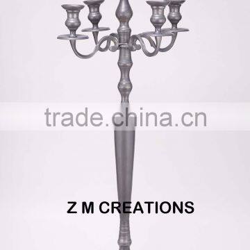 Grey Candle Holder / Candelabra / Candle Stand 5 Arms Suitable for Wedding, Christmas & Home Decoration