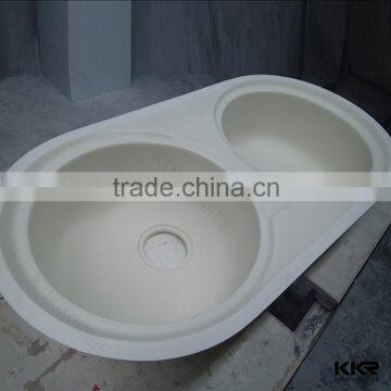 Custom size solid surface double bowl undermount kitchen sink