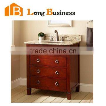 LB-LX2170 High Quality Bathroom Solid Wood Wash Basin Vanity with Ceramic Bowl