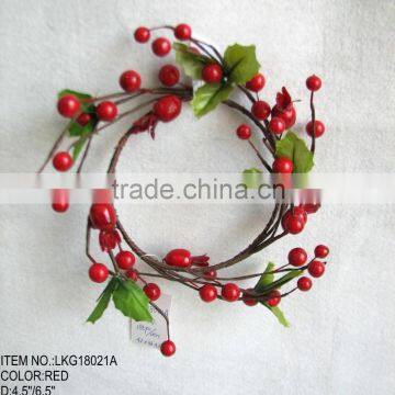 2015 Christmas flower3.5"-7.5" Christmas cream red foam berry candle ring for christmas decoration