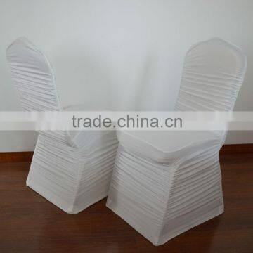 Fashional off-white shirred/pleated spandex chair cover for weddings