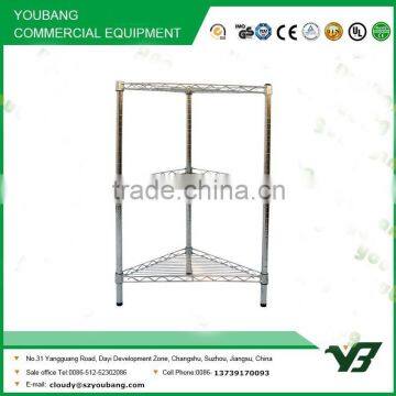 2015 hot sell NSF 50KGS light duty 3 layer chrome corner metal wire shelf rack with 4 wheels (YB-WS016)