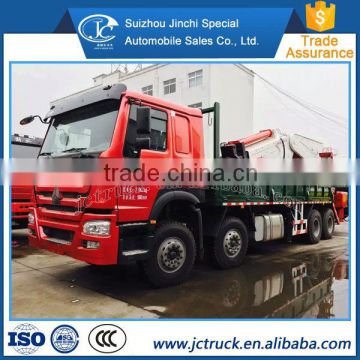 Most famous thick plate howo 8x4 truck with loading crane supplier