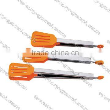 Orange Stainless Steel with Silicone Tip Top Tongs Heat Resistant